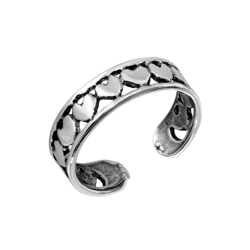 Silver 925 Multi Heart Adjustable Toe Ring - TR190-A | Silver Palace Inc.