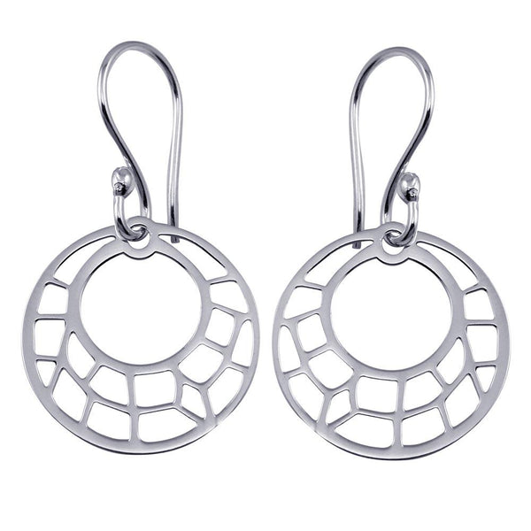 Silver 925 Dangling Flat Round Design Earrings - TRE00002 | Silver Palace Inc.