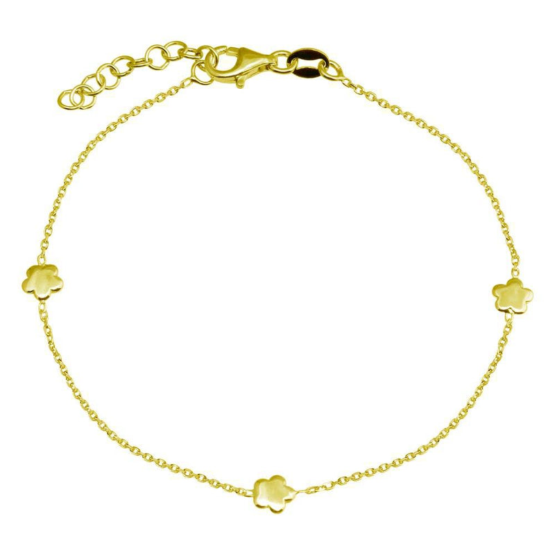 925 Sterling Silver Adjustable Single Strand Gold Plated Bracelet with 3 Star Element - VGB26GP | Silver Palace Inc.