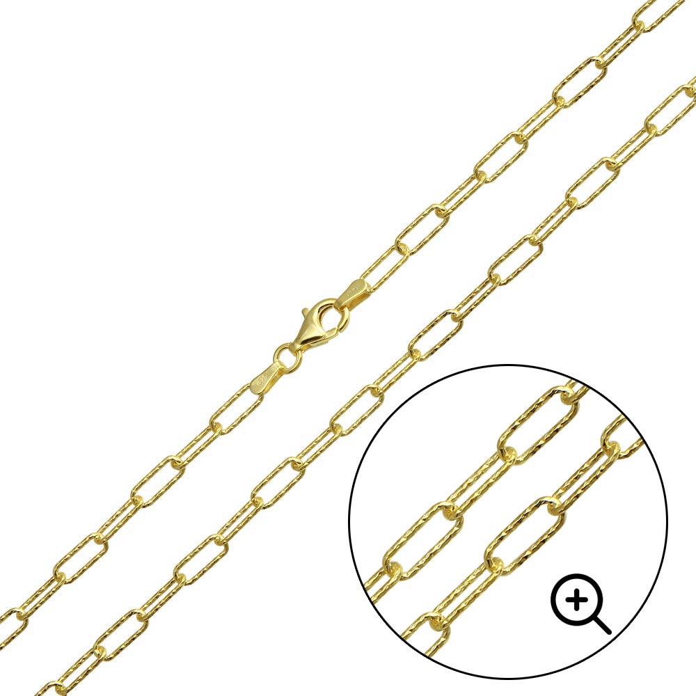 Silver Gold Plated Diamond Cut Paperclip Link Chain 3.2mm - VGC20 GP | Silver Palace Inc. #plating_gold