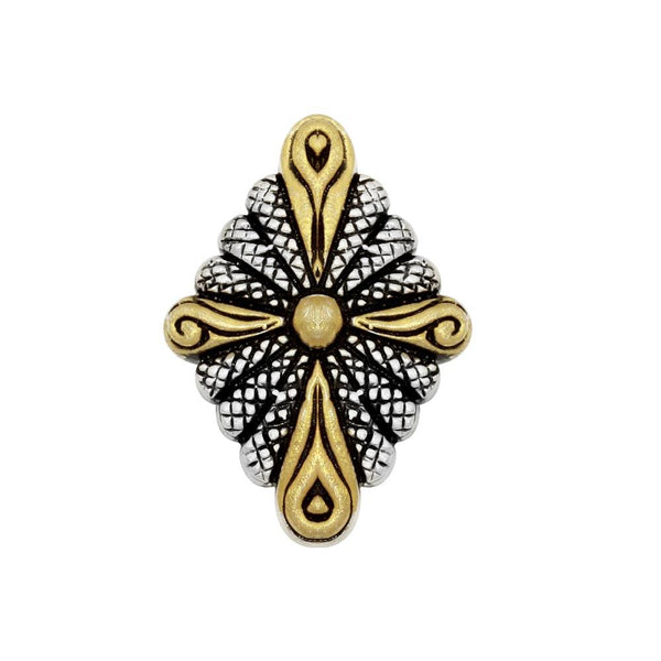 Closeout-Silver 925 Two-Toned Diamond-Shaped Pendant with Cross Design - P PS 840 | Silver Palace Inc.