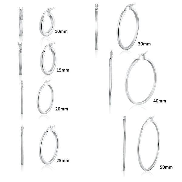 Rhodium Plated 925 Sterling Silver Silver 2mm Hoop Earrings - ARE00026RH | Silver Palace Inc.