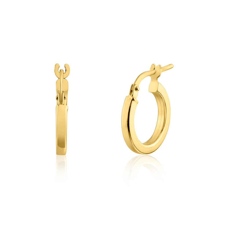 Silver 925 Gold Plated Silver 2mm Hoop Earrings - ARE00026GP