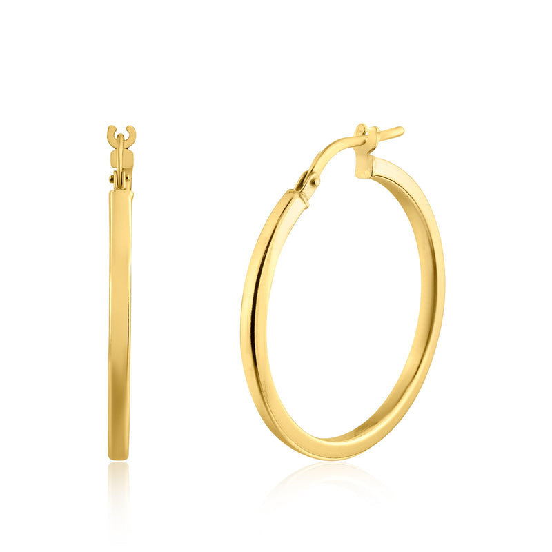 Silver 925 Gold Plated Silver 2mm Hoop Earrings - ARE00026GP