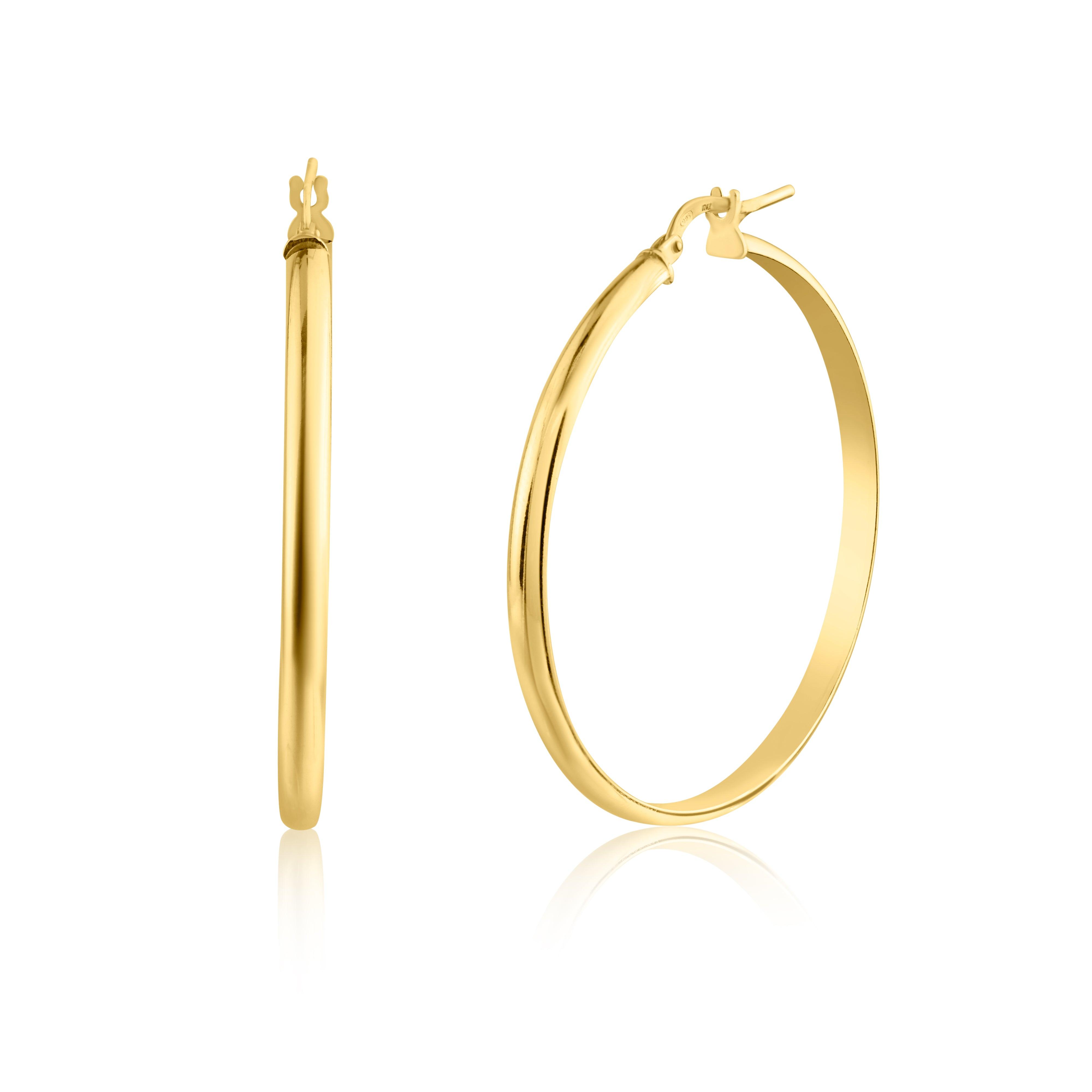 Silver 925 Gold Plated Silver Dome 3.5mm Hoop Earrings - ARE00027GP