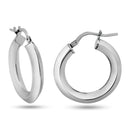 Pendientes de aro con diseño de cincel en plata de ley 925 rodiada - ARE00039RH