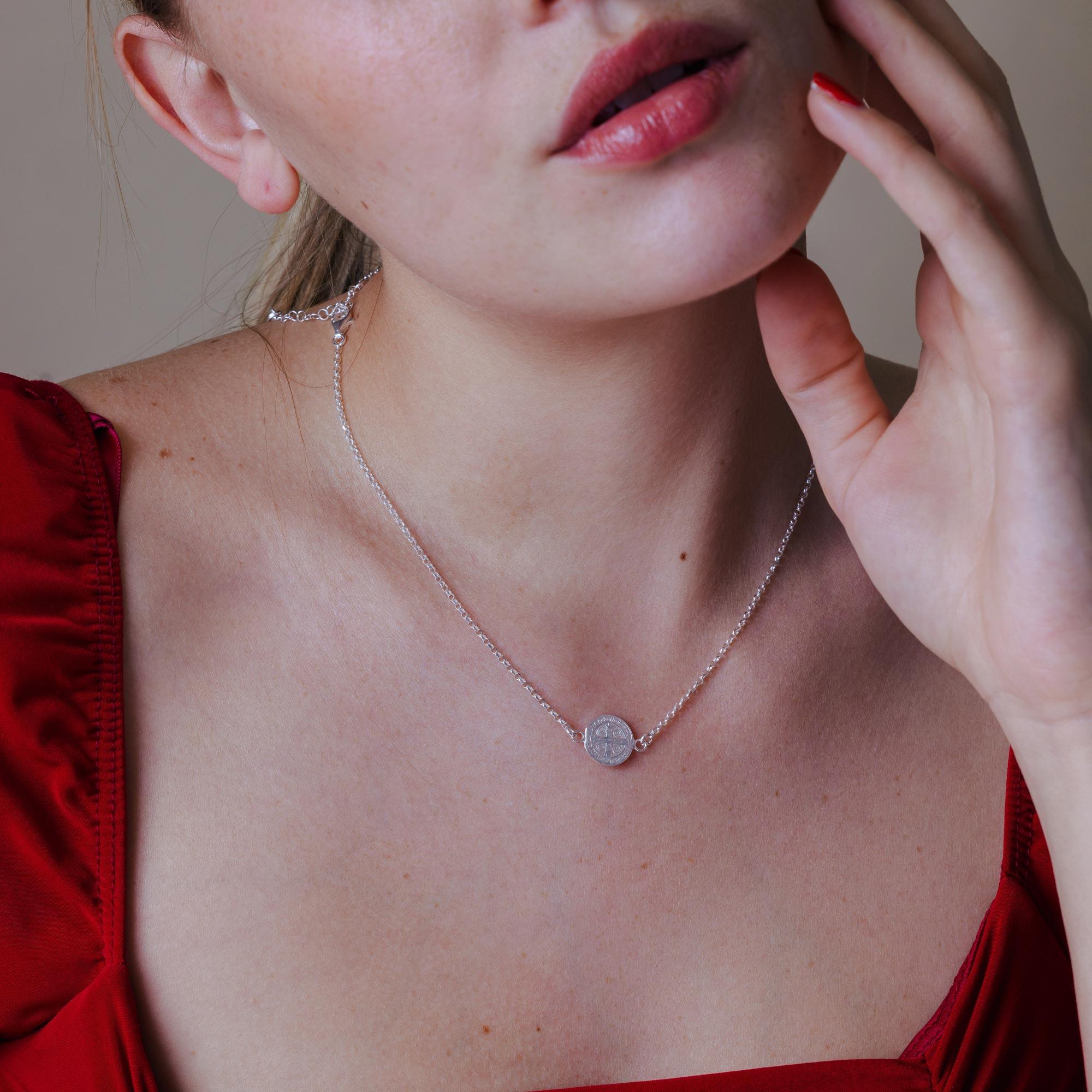 Collar San Benito de Plata de Ley 925 sin baño - ARN00061