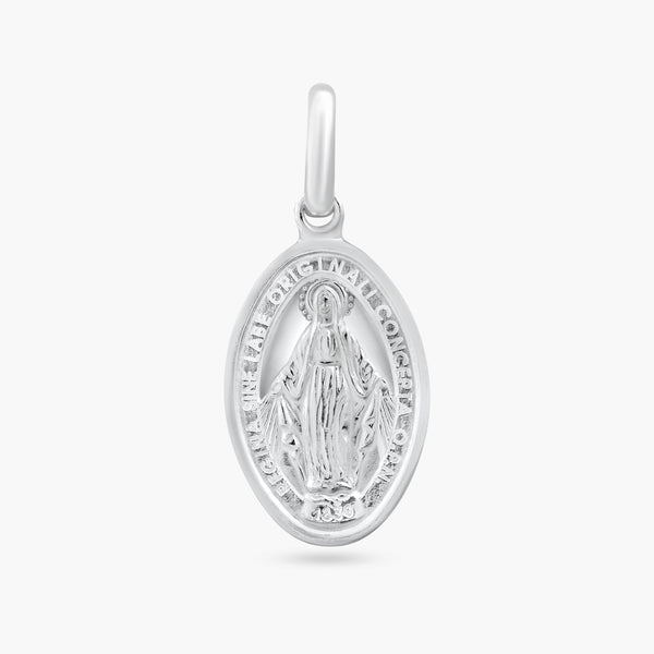 Rhodium Plated 925 Sterling Silver Engravable Virgin Mary Pendant - ARP00049 | Silver Palace Inc.