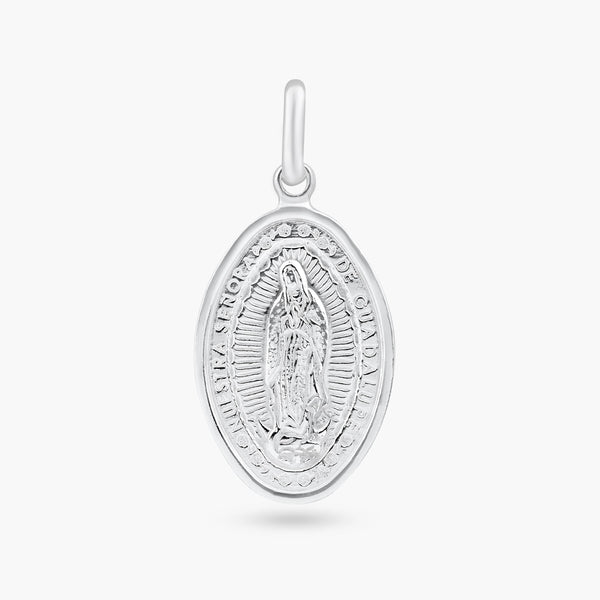 Rhodium Plated 925 Sterling Silver Engravable Guadalupe Pendant - ARP00053 | Silver Palace Inc.