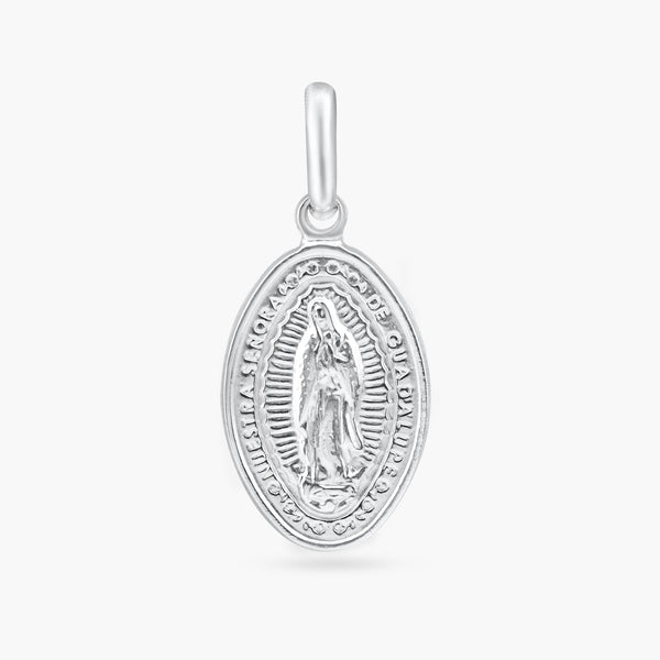 Rhodium Plated 925 Sterling Silver Engravable Guadalupe Pendant - ARP00054 | Silver Palace Inc.