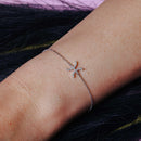 Pulsera de eslabones ajustables con circonitas cúbicas Piscis en plata de ley 925 rodiada - BGB00367