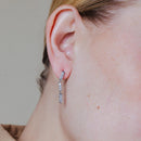 Silver 925 Rhodium Plated Multiple Channel Round CZ Dangling Earrings - BGE00218