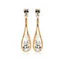 Silver 925 Rose Gold Rhodium Plated Teardrop CZ Dangling Stud Earrings - BGE00281 | Silver Palace Inc.