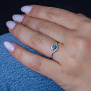 Anillo de plata de ley 925 rodiada con circonita cúbica y ojo malvado con cuenta de turquesa - BGR01109RH