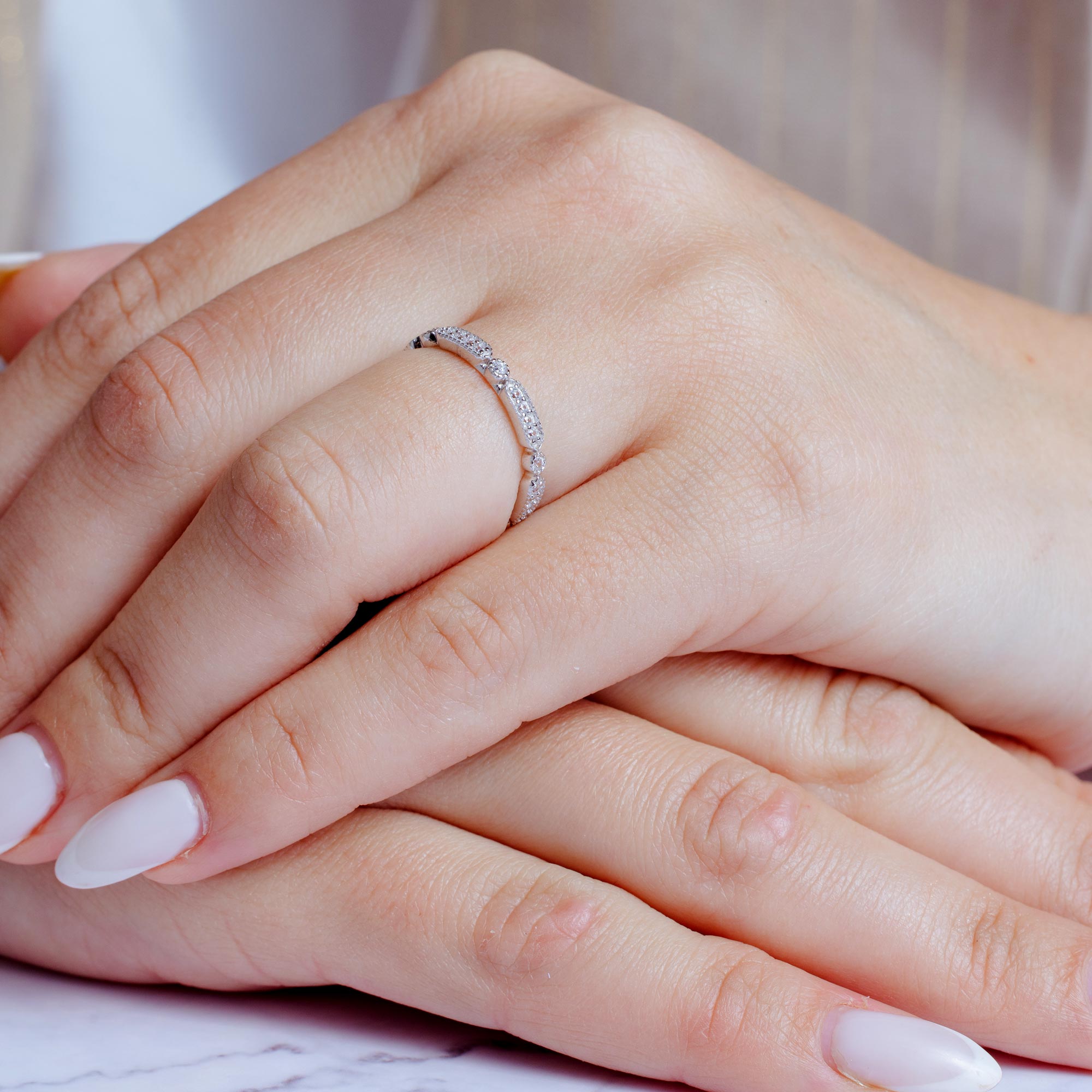 Rhodium Plated 925 Sterling Silver CZ Eternity Ring - BGR01186RHD