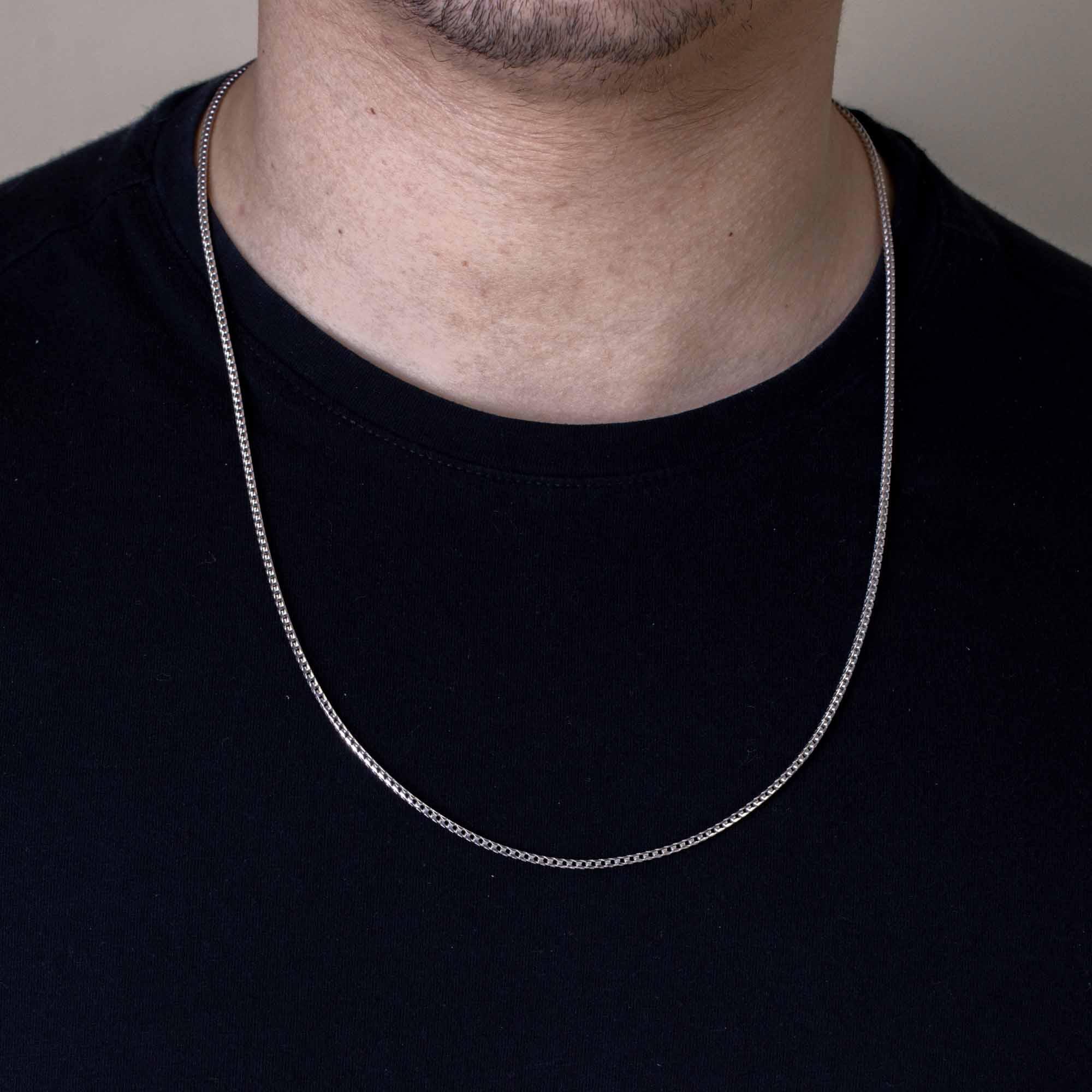 Rhodium Plated 925 Sterling Silver Franco 230 Chain 2.3mm - CH320 RH