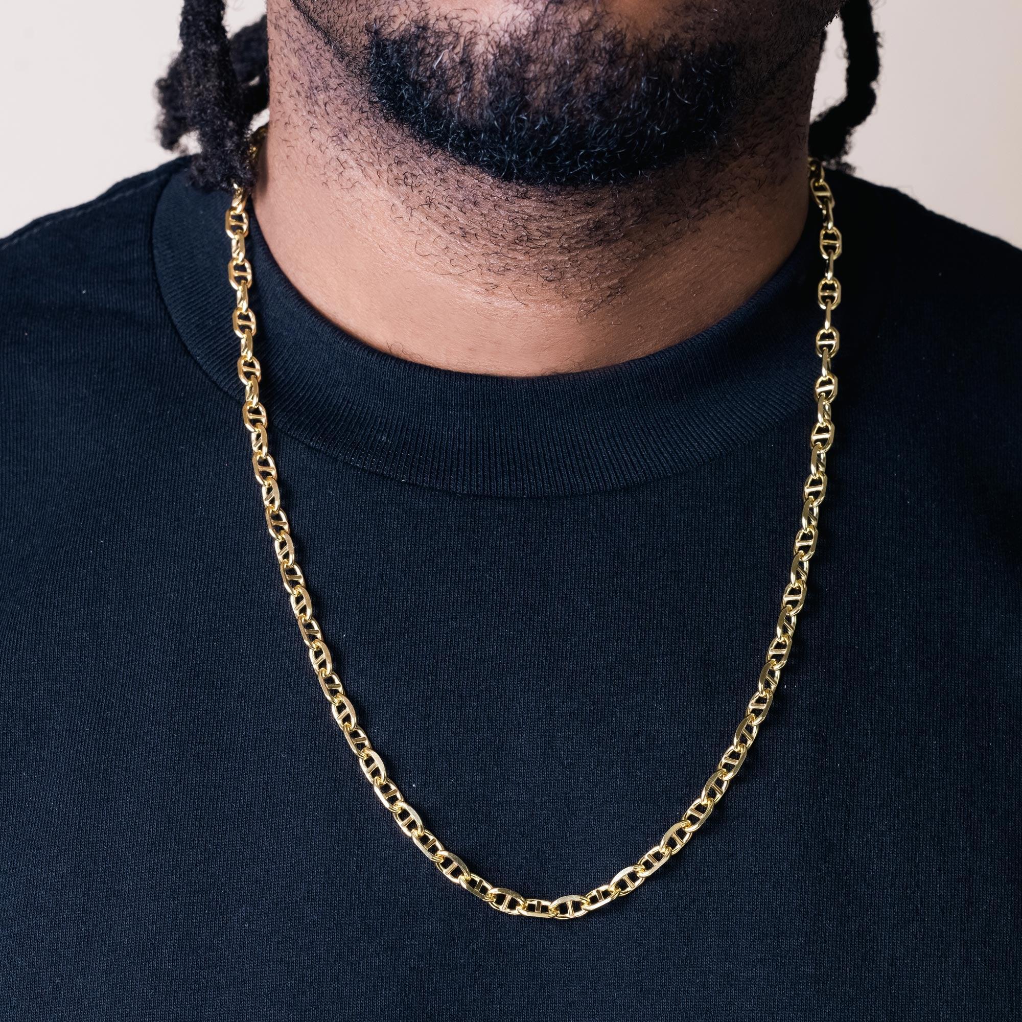 Cadena Marina Cruz Chapada En Oro Plata 6mm - CH396 GP