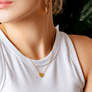 Collar de plata de ley 925 bañado en oro con forma de corazón grabable y circonita - DIN00076GP