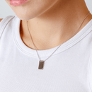 Rhodium Plated 925 Sterling Silver Engravable Rectangular Shaped Necklace with Diamond - DIN00075RH