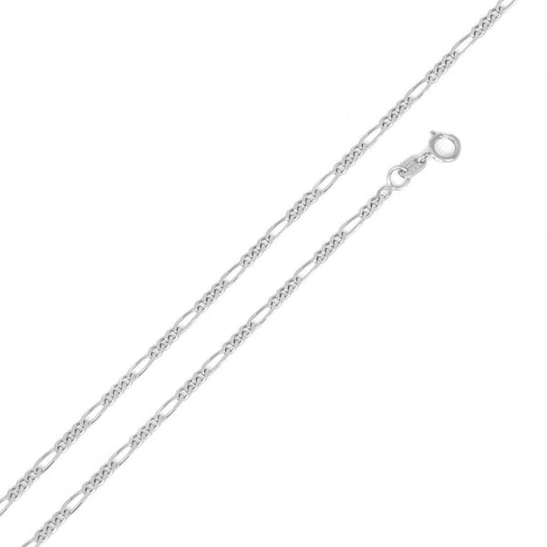 Silver 925 Rhodium Plated Figaro 035 Chain 1.2mm - CH304 RH | Silver Palace Inc.