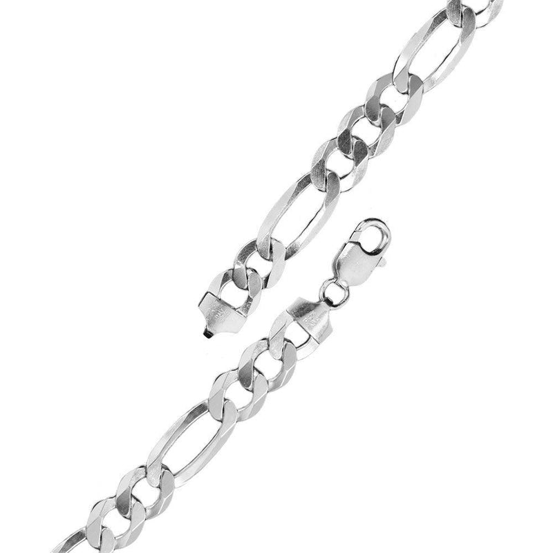 Silver 925 Rhodium Plated Flat Light Weight Figaro 150 Chain 5mm - CH307 RH | Silver Palace Inc.
