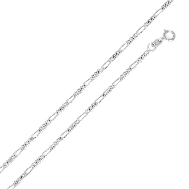 Silver 925 Rhodium Plated Figaro 050 Chain 1.7mm - CH305 RH | Silver Palace Inc.