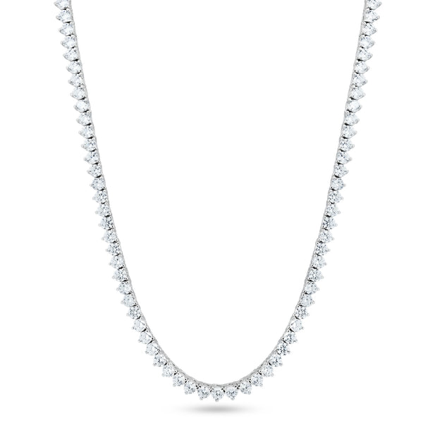 Silver 925 Rhodium Plated Round CZ Prong Set Tennis Necklace - GMN00196 | Silver Palace Inc.