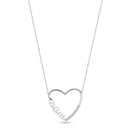 Rhodium Plated 925 Sterling Silver Clear CZ Open Heart MOM Necklace - GMN00207
