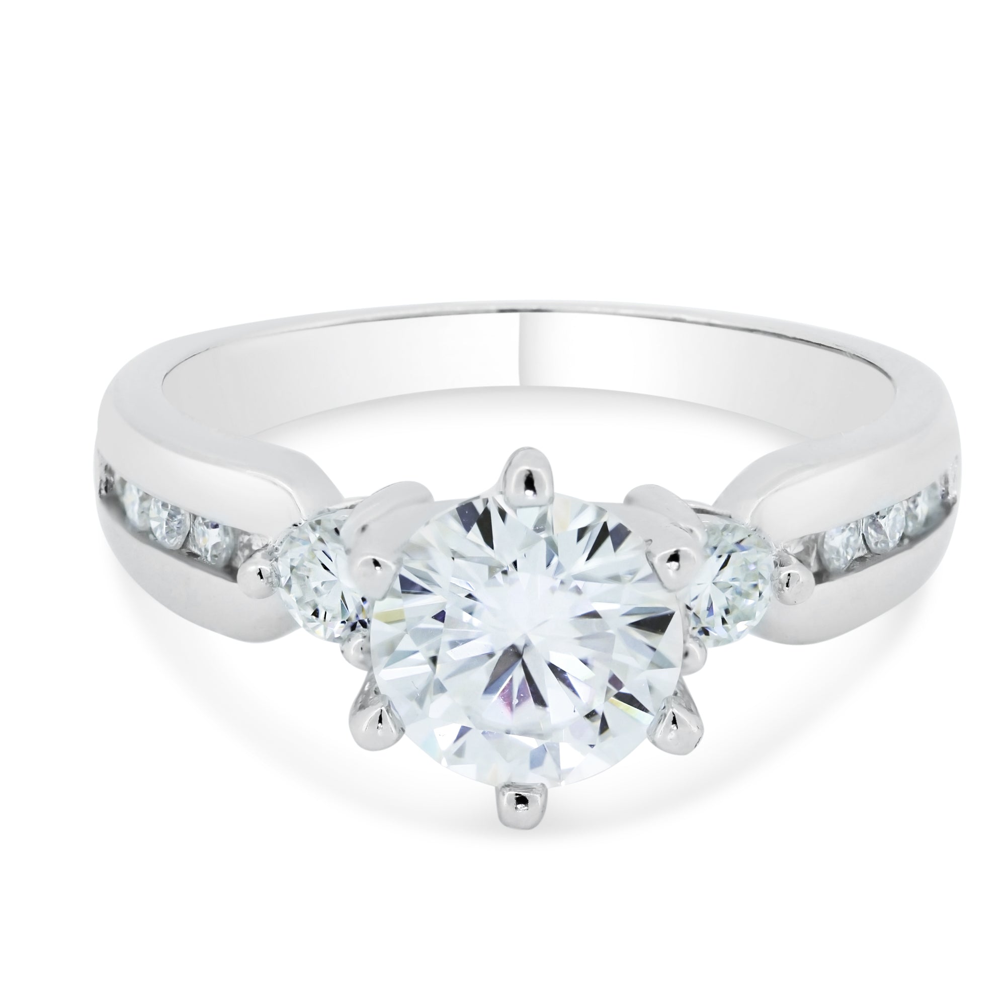 Lucky Charm Moissanite Rhodium-Plated Ring with Zircon Accents