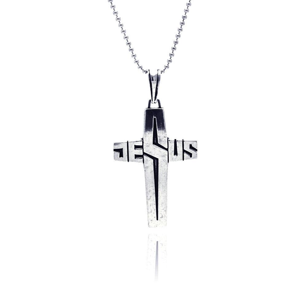 Silver 925 Oxidized Jesus Cross Pendant - OXP00001 | Silver Palace Inc.