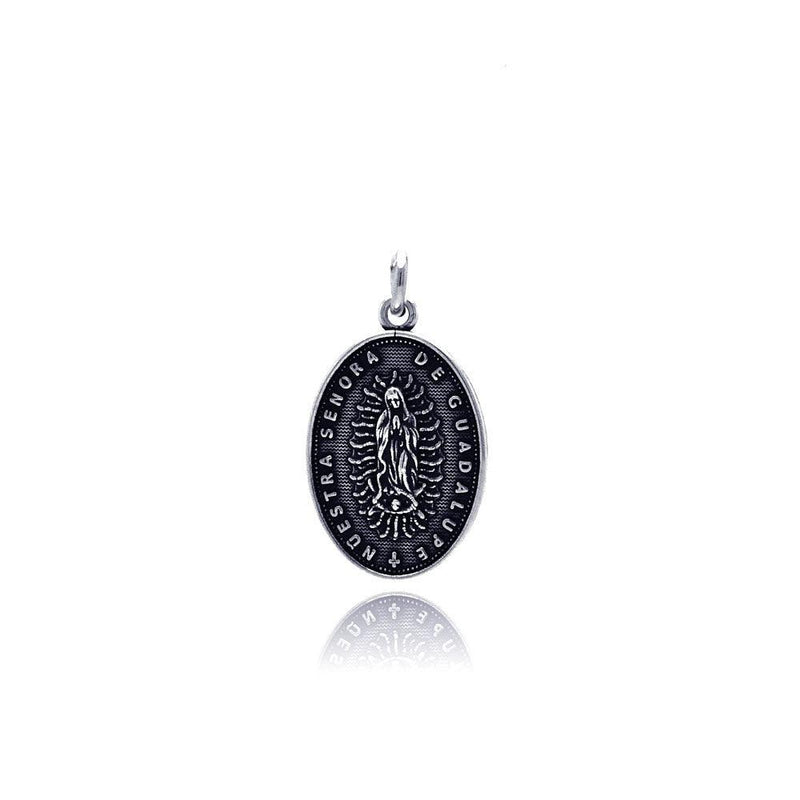 Silver 925 Oxidized Disc Guadalupe Pendant - OXP00029 | Silver Palace Inc.