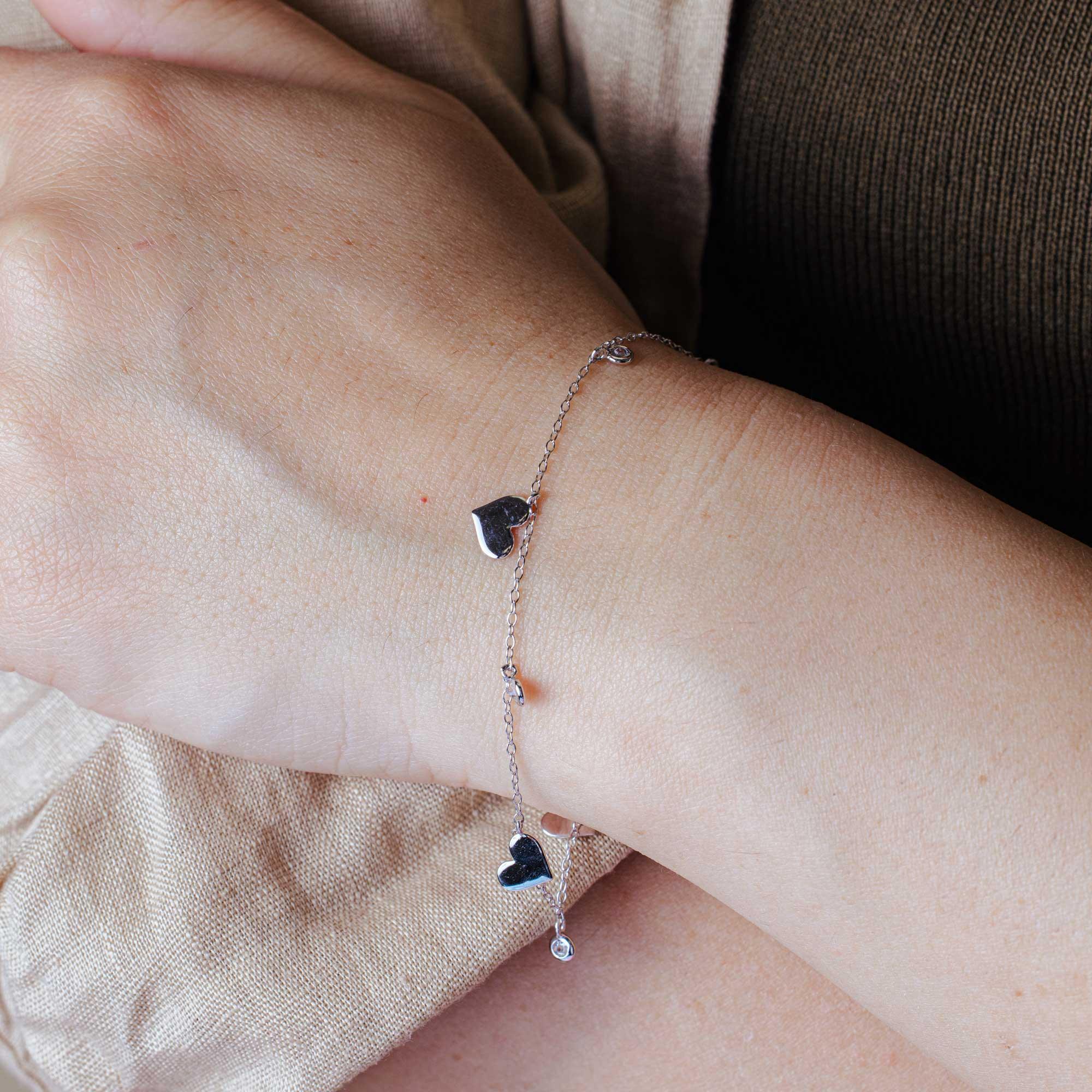 Pulsera Plata 925 CZ Corazones Pequeños - STB00517