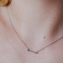 Rhodium Plated 925 Sterling Silver Rainbow Multi Color CZ Bar Necklace & Earring Set- STS00555