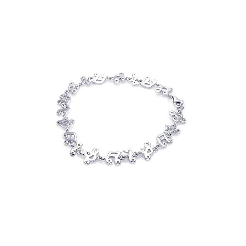 Silver 925 Rhodium Plated Music Note Tennis Bracelet - STB00301 | Silver Palace Inc.