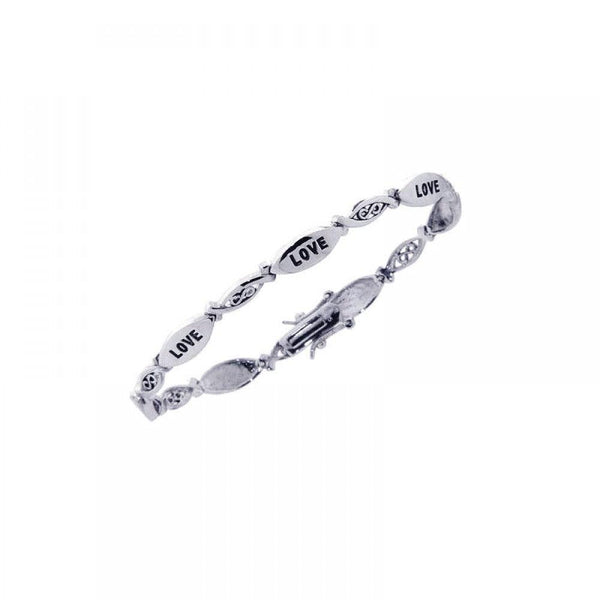 Closeout-Silver 925 Rhodium Plated Love Infinity Tennis Bracelet - STB00314 | Silver Palace Inc.