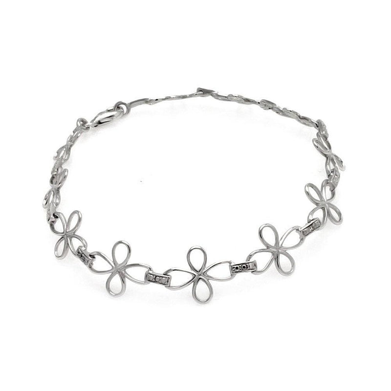 Silver 925 Rhodium Plated Open Cross Link Bracelet - STB00487 | Silver Palace Inc.