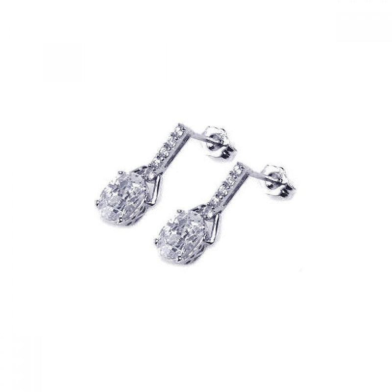 Silver 925 Rhodium Plated Micro Pave Clear CZ Dangling Earrings - ACE00002 | Silver Palace Inc.