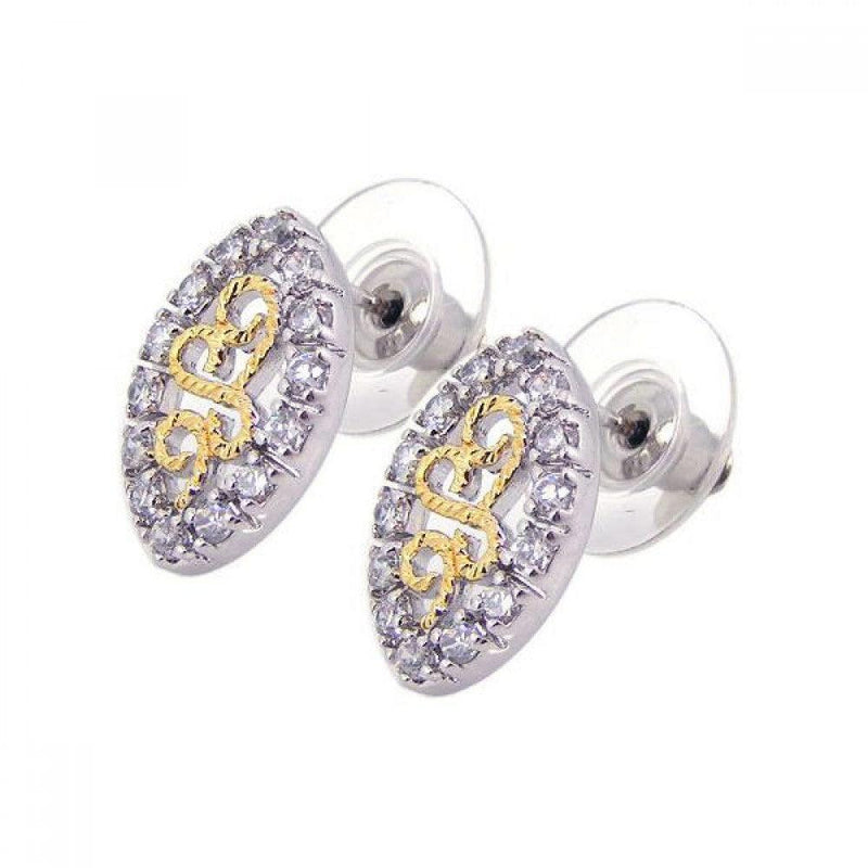 Closeout-Silver 925 Rhodium Plated Clear and Silver Marquis CZ Stud Earrings - BGE00058 | Silver Palace Inc.