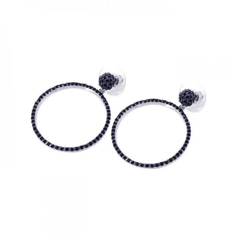 Closeout-Silver 925 Black Rhodium Plated CZ Dangling Earrings - BGE00076 | Silver Palace Inc.