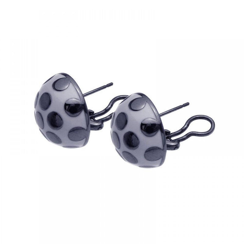 Closeout-Silver Rhodium Plated White Enamel Lady Bug Lever Back Earrings - BGE00100 | Silver Palace Inc.