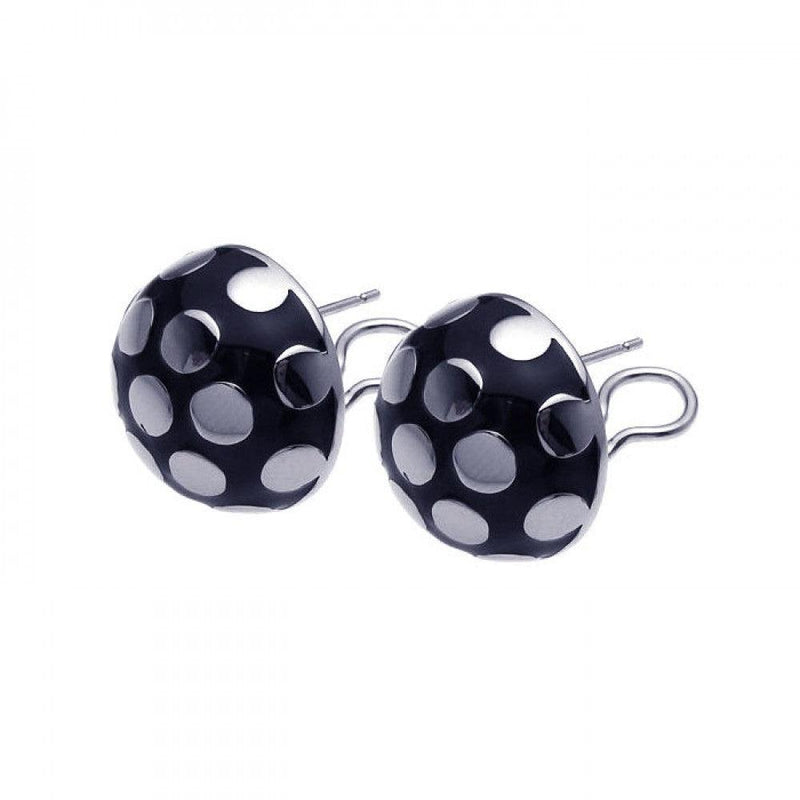 Closeout-Silver 925 Rhodium Plated Black Enamel Lady Bug Lever Back Earrings - BGE00101 | Silver Palace Inc.