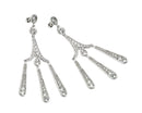 Silver 925 Rhodium Plated Three Strand Chandelier CZ Dangling Stud Earrings - BGE00259 | Silver Palace Inc.