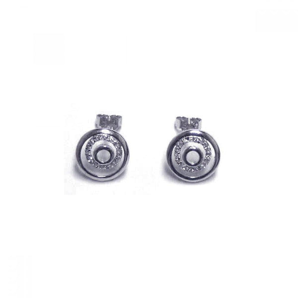 Silver 925 Rhodium Plated Round CZ Stud Earrings - STE00087 | Silver Palace Inc.