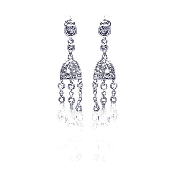 Closeout-Silver 925 Rhodium Plated Chandelier CZ Dangling Earrings - STE00145 | Silver Palace Inc.