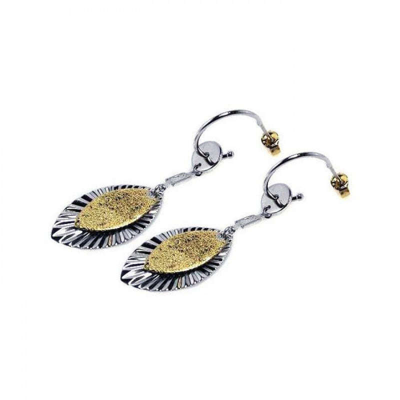 Closeout-Silver 925 Rhodium Plated Marquis Sterling Gold Rhodium Plated Marquis CZ Round Hook Earrings - STE00232 | Silver Palace Inc.