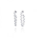 Rhodium Plated 925 Sterling Silver Zigzag CZ Hoop Earrings - STE00533 | Silver Palace Inc.