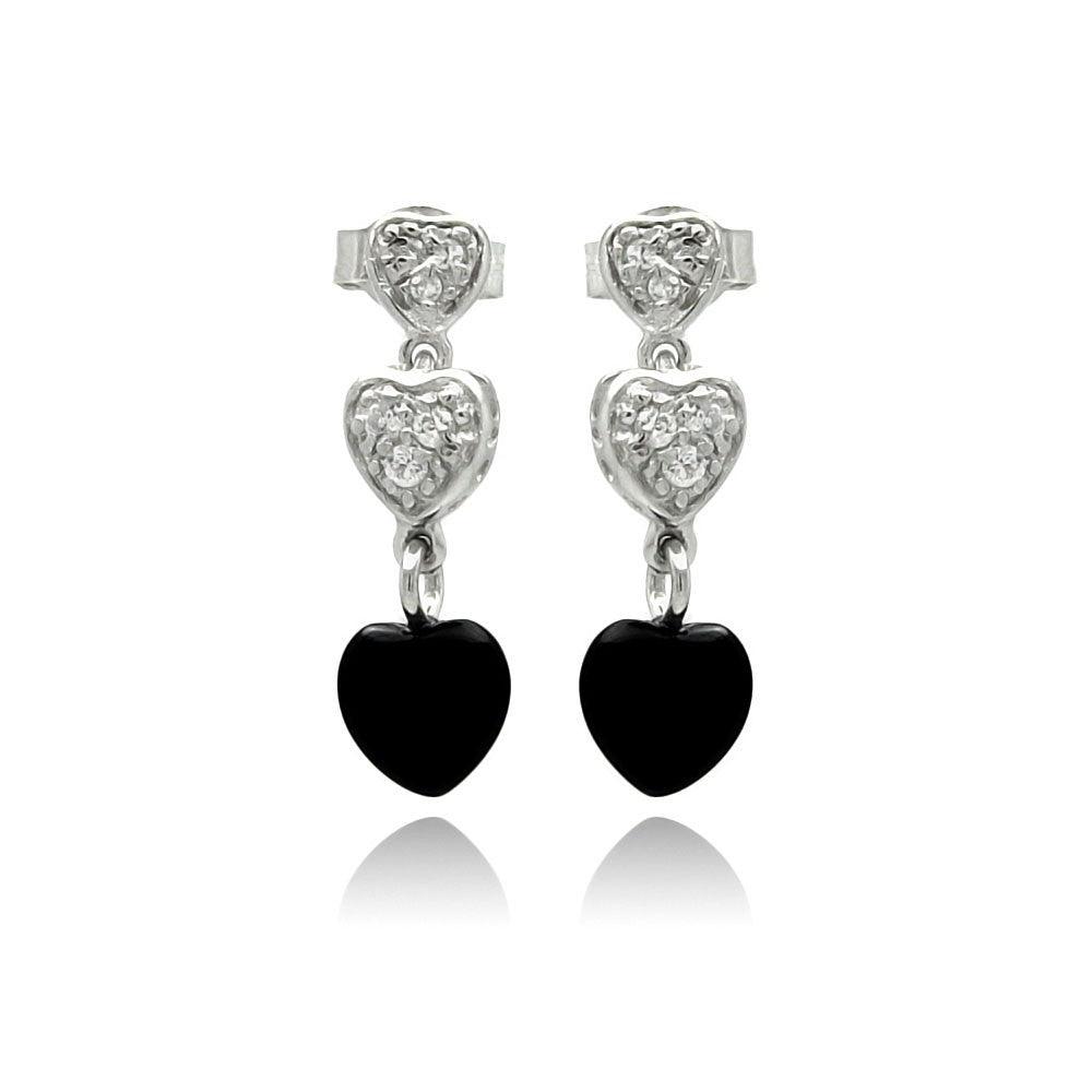 Silver 925 Rhodium Plated Graduated Heart Round Clear CZ