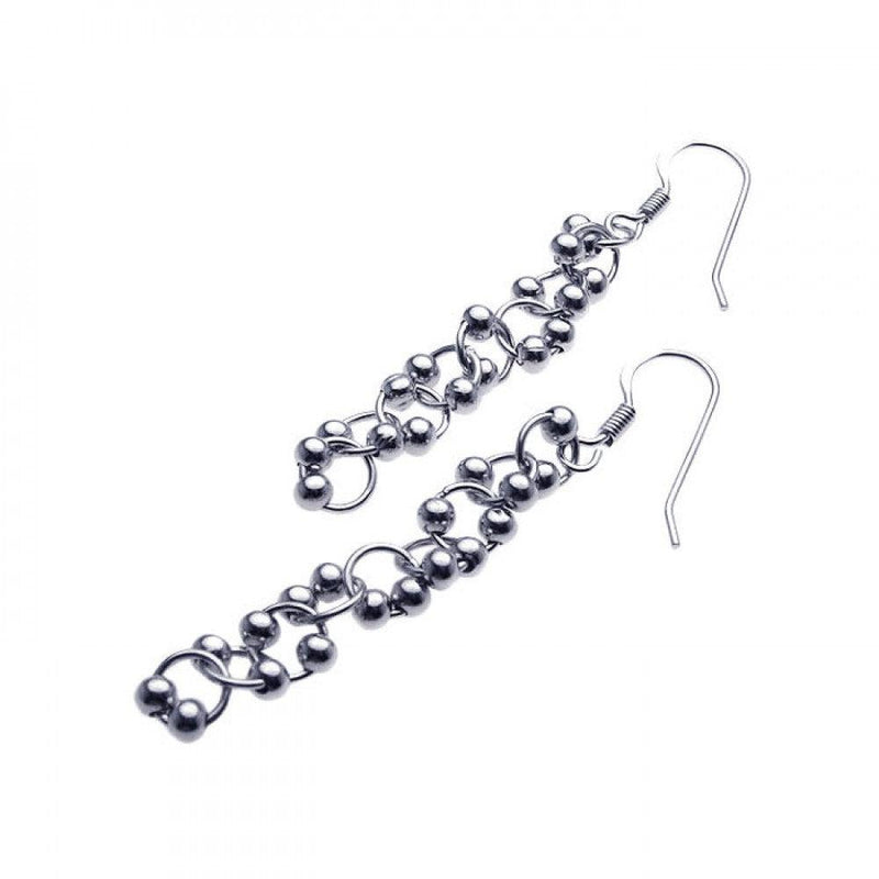 Closeout-Silver 925 Rhodium Plated Multi Ball Round Dangling Hook Earrings - STE00931 | Silver Palace Inc.
