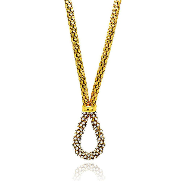 Closeout-Silver 925 Gold Rhodium Plated Multiple Disc CZ Italian Necklace - ITN00040GP | Silver Palace Inc.