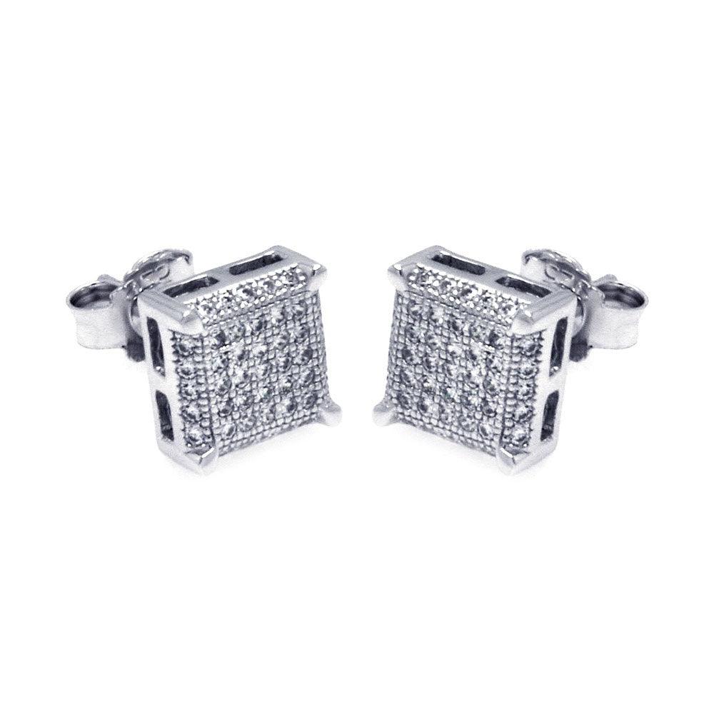 Silver with Rhodium Finish cheapest Diamond Cut Earring with Push Back Clasp